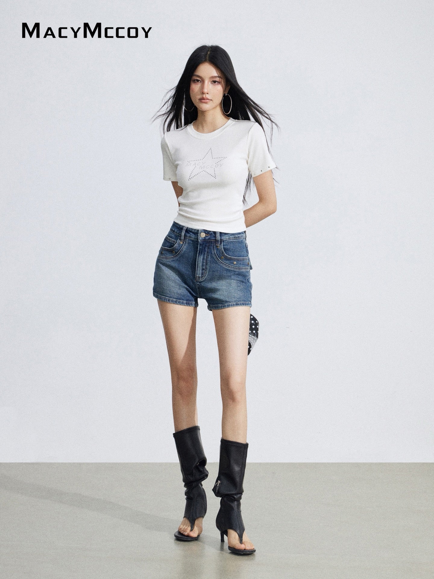 MacyMccoy MMC2026033 Riveted denim shorts