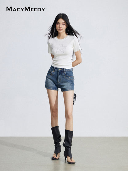 MacyMccoy MMC2026033 Riveted denim shorts
