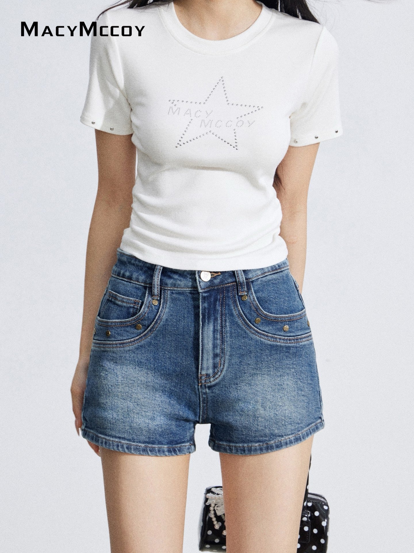 MacyMccoy MMC2026033 Riveted denim shorts