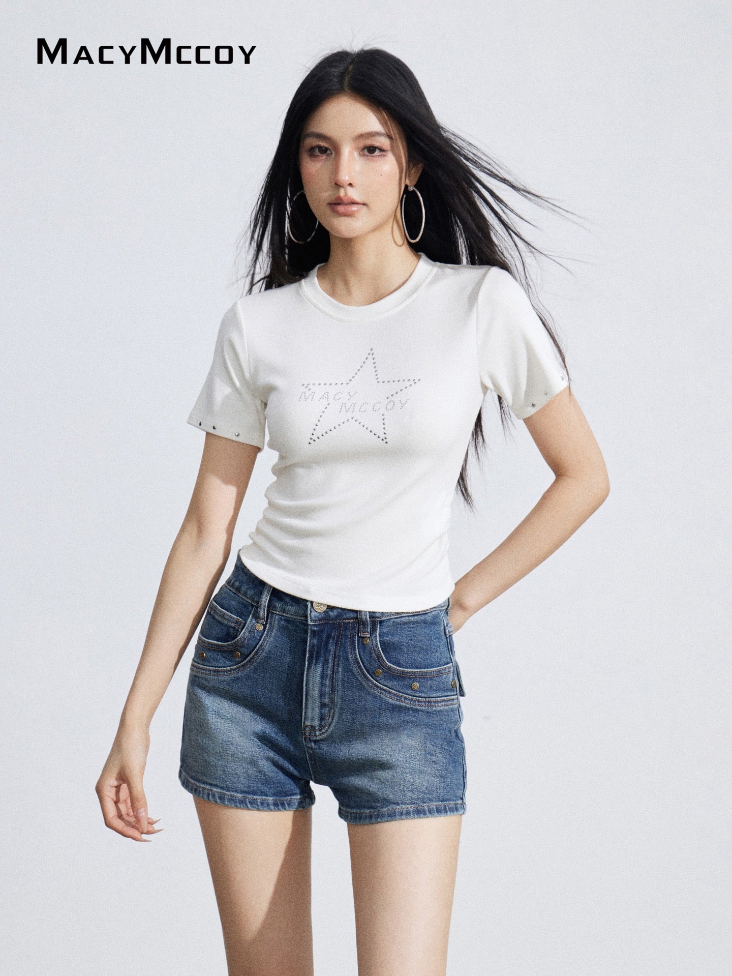 MacyMccoy MMC2026033 Riveted denim shorts