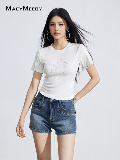 MacyMccoy MMC2026033 Riveted denim shorts