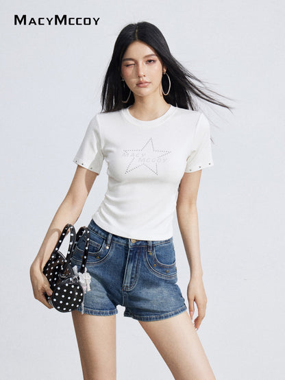 MacyMccoy MMC2026033 Riveted denim shorts