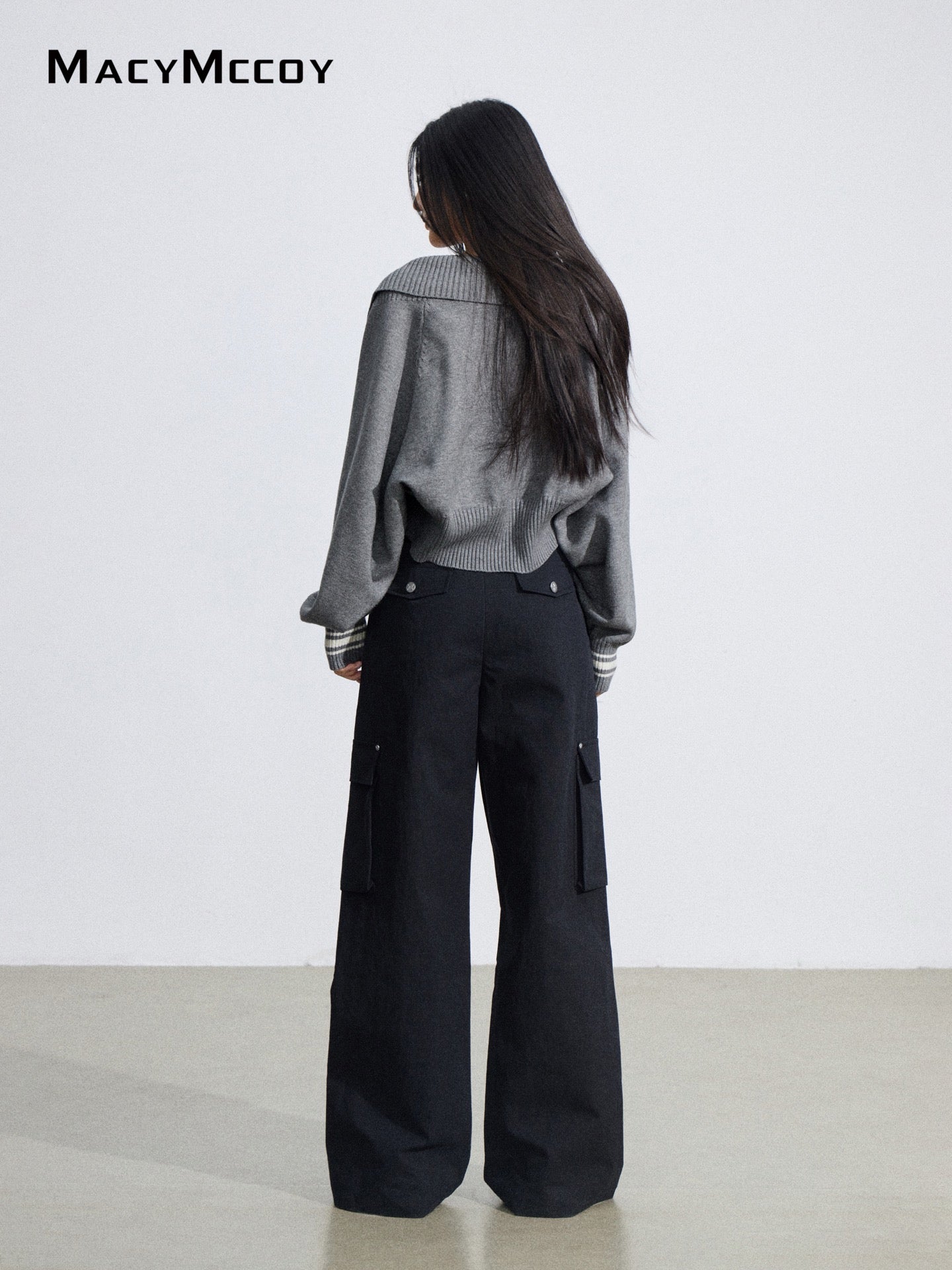 MacyMccoy MMC2026031 Wrinkled workwear wide leg pants