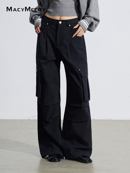 MacyMccoy MMC2026031 Wrinkled workwear wide leg pants