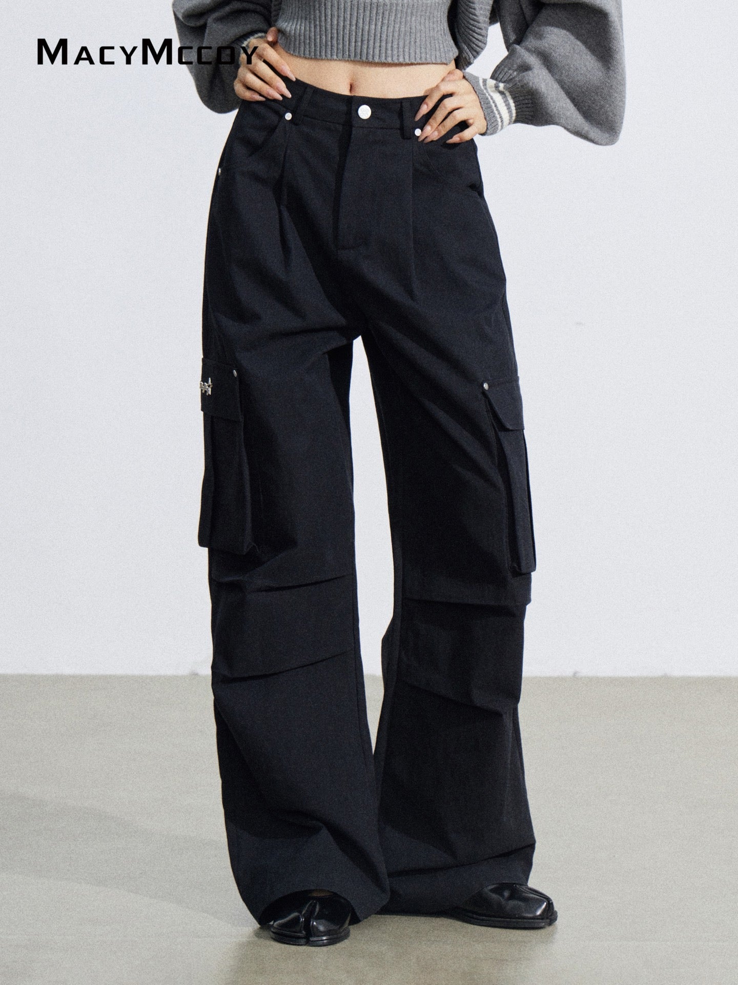 MacyMccoy MMC2026031 Wrinkled workwear wide leg pants