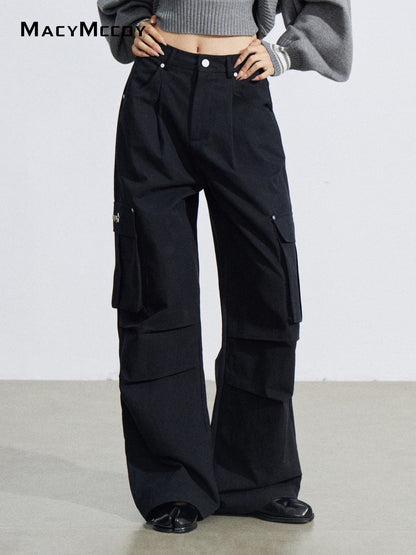 MacyMccoy MMC2026031 Wrinkled workwear wide leg pants