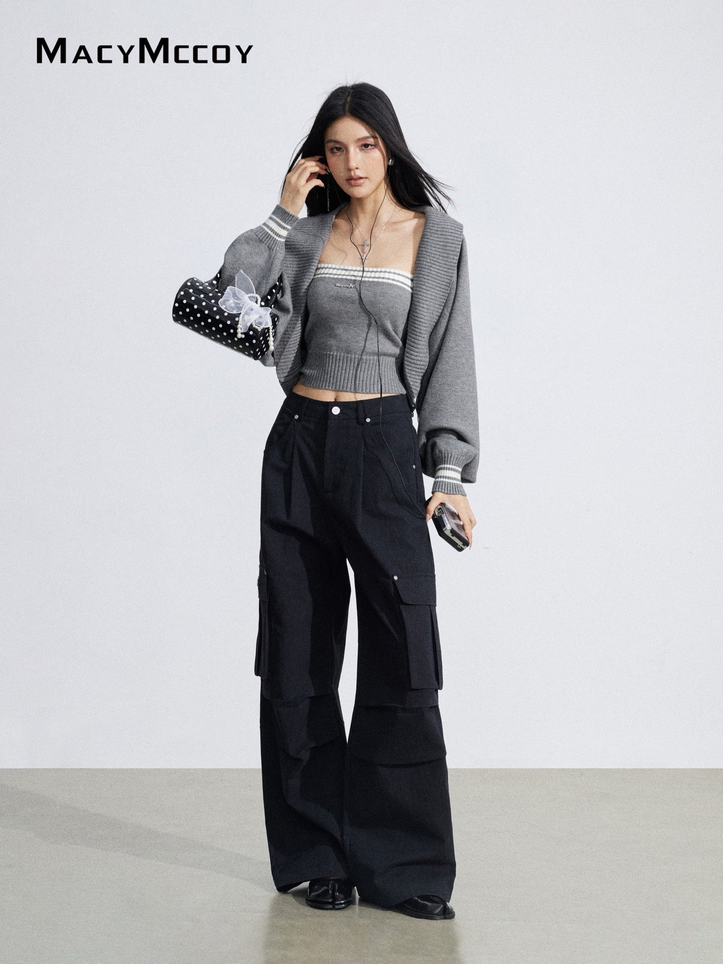 MacyMccoy MMC2026031 Wrinkled workwear wide leg pants
