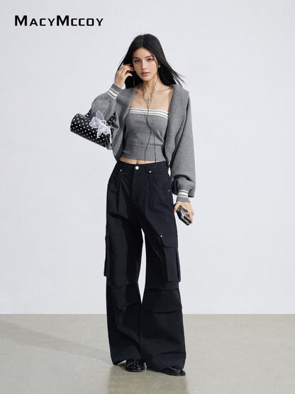 MacyMccoy MMC2026031 Wrinkled workwear wide leg pants