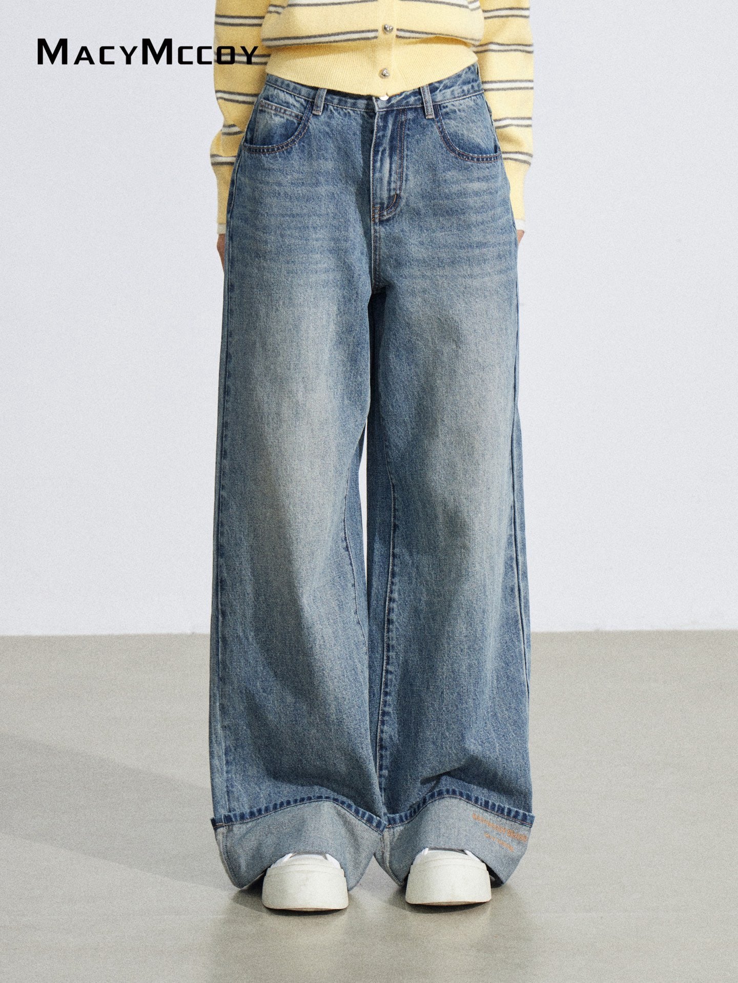 MacyMccoy MMC2026032 Flanged Embroidered Cowboy Wide Leg Pants