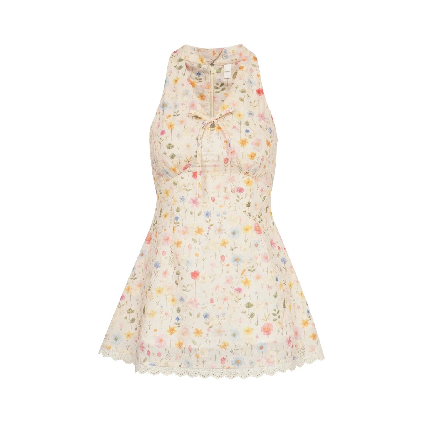 Kroche Floral embroidered printed strap top