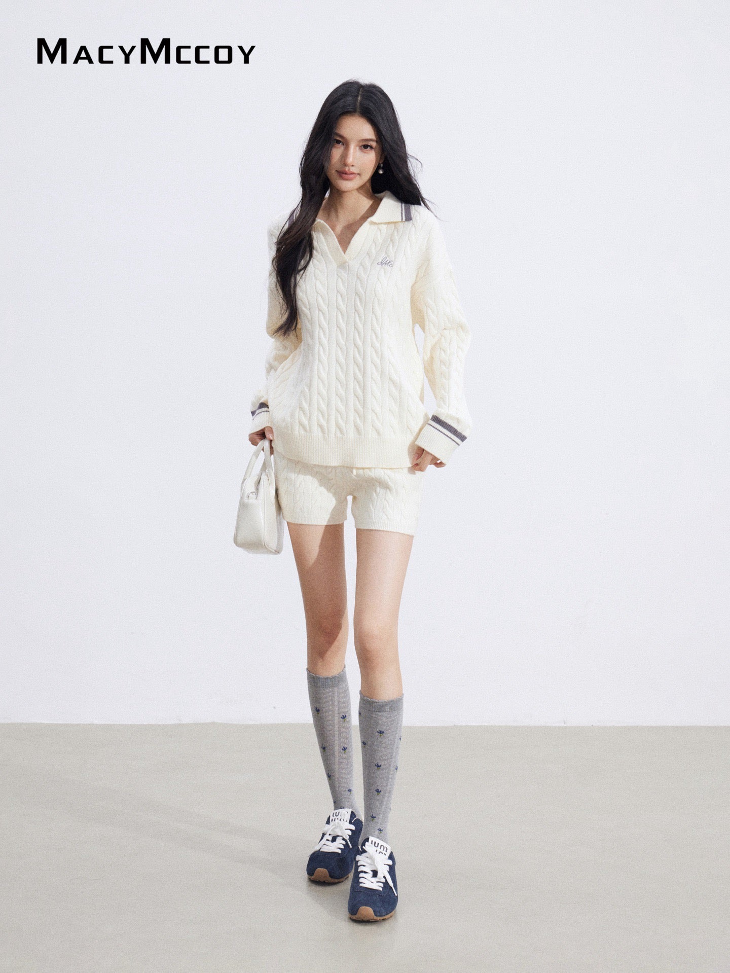 MacyMccoy MMC2026034 Color blocking knitted shorts set