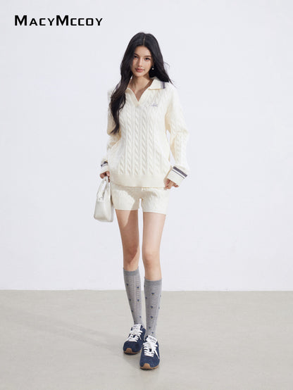 MacyMccoy MMC2026034 Color blocking knitted shorts set