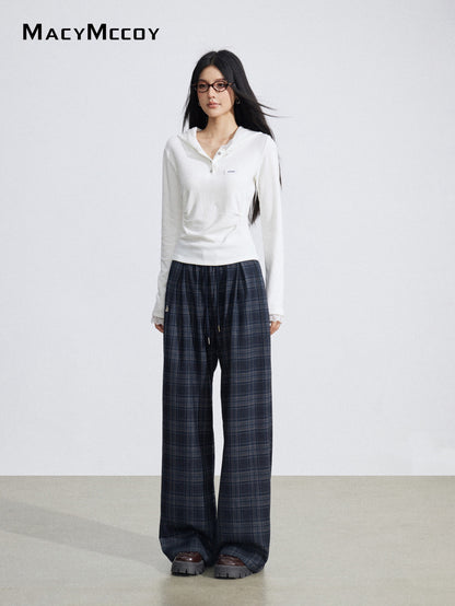 MacyMccoy MMC2026039 Grid splicing hanging wide leg pants