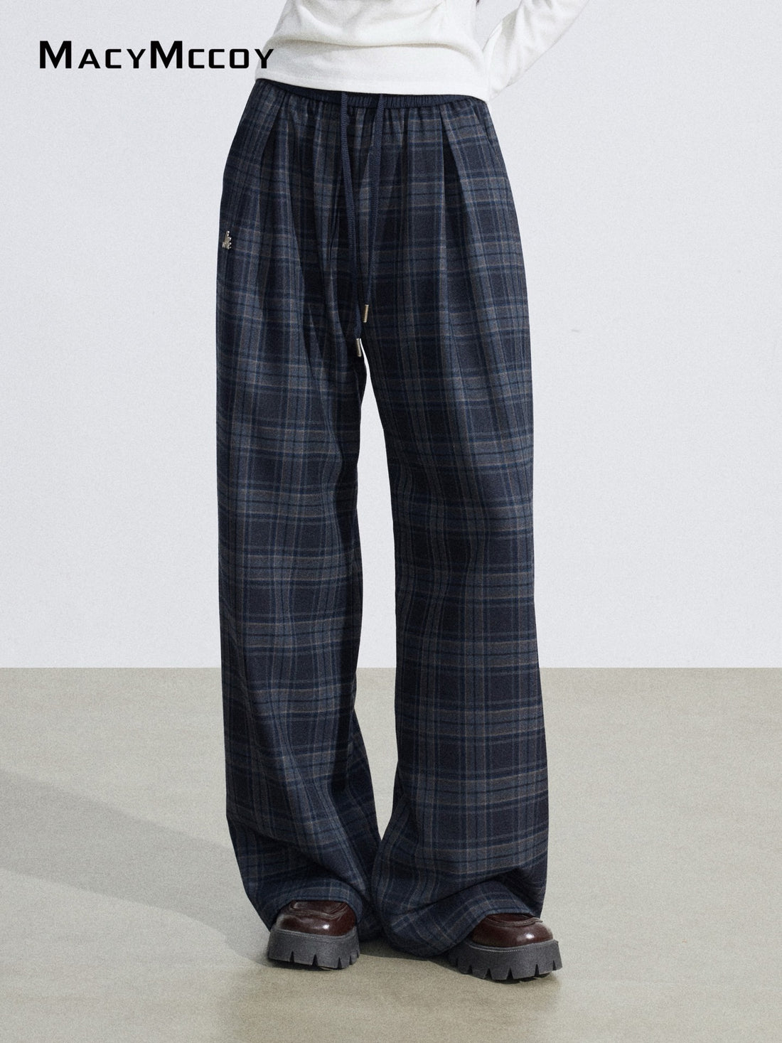 MacyMccoy MMC2026039 Grid splicing hanging wide leg pants