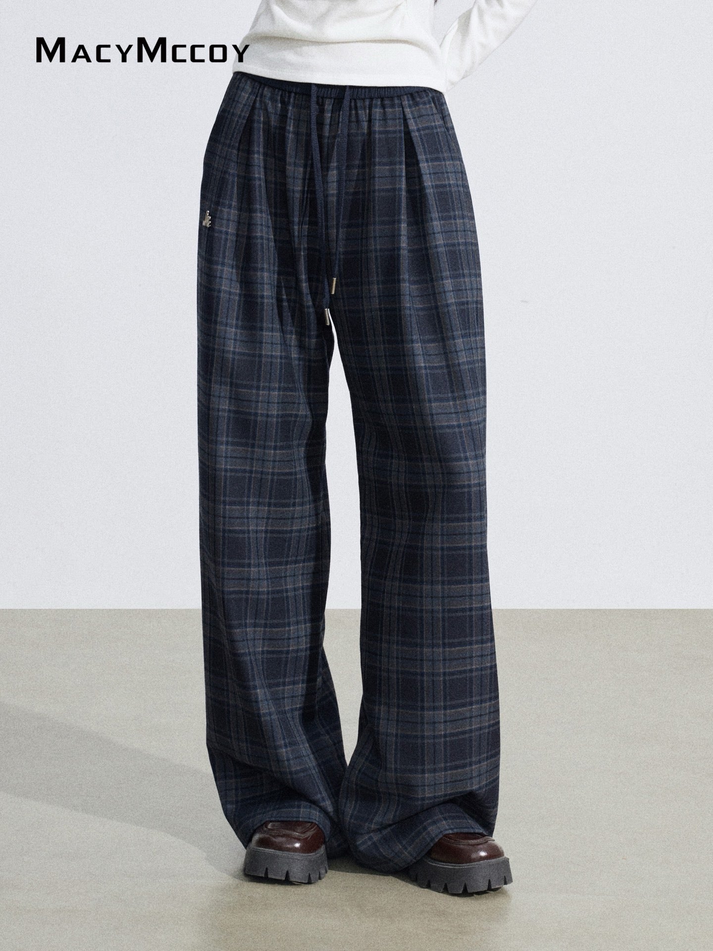MacyMccoy MMC2026039 Grid splicing hanging wide leg pants