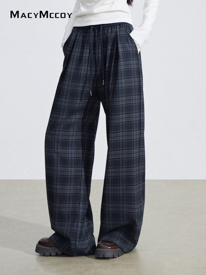 MacyMccoy MMC2026039 Grid splicing hanging wide leg pants
