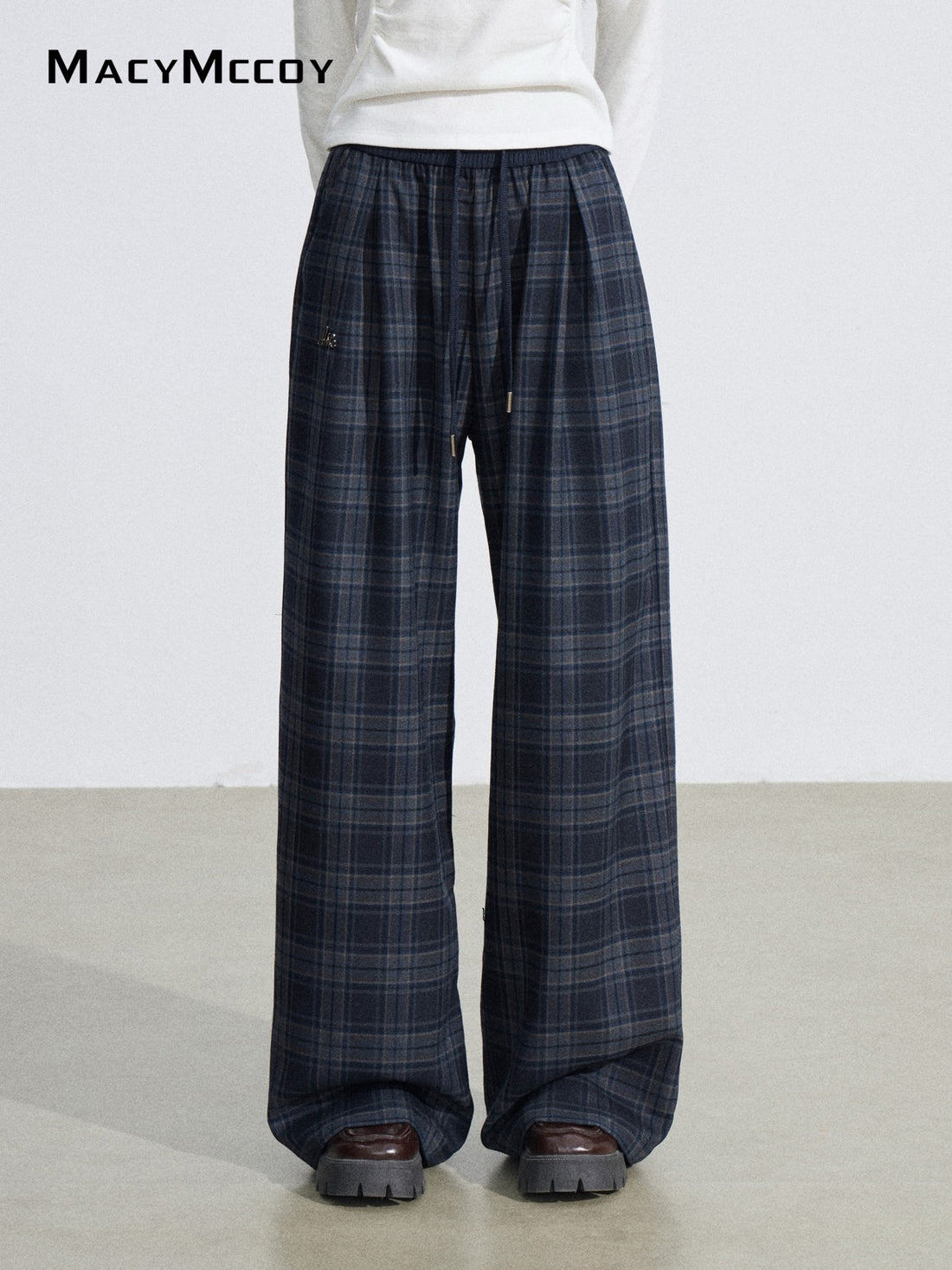 MacyMccoy MMC2026039 Grid splicing hanging wide leg pants