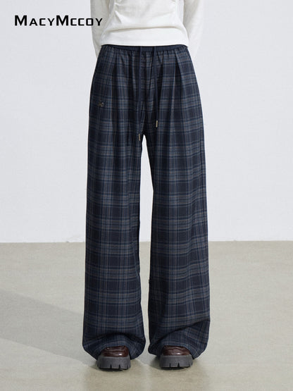 MacyMccoy MMC2026039 Grid splicing hanging wide leg pants