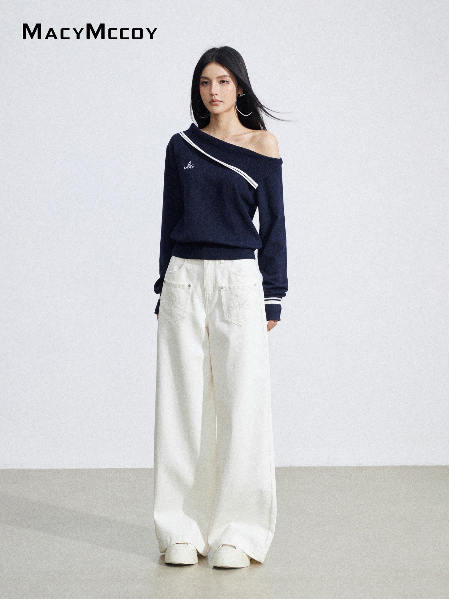 MacyMccoy MMC2026040 Embroidered denim loose pants