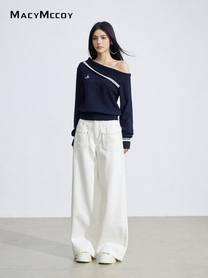 MacyMccoy MMC2026040 Embroidered denim loose pants