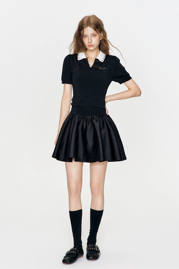 Kroche Handmade beaded slim fit knitted top