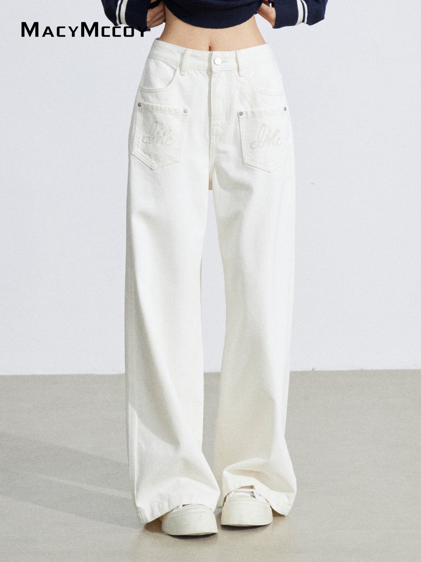 MacyMccoy MMC2026040 Embroidered denim loose pants