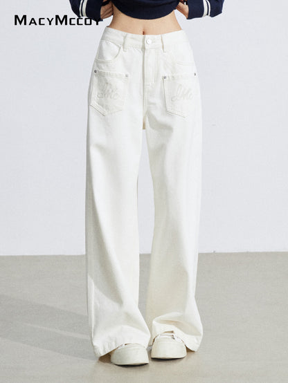 MacyMccoy MMC2026040 Embroidered denim loose pants