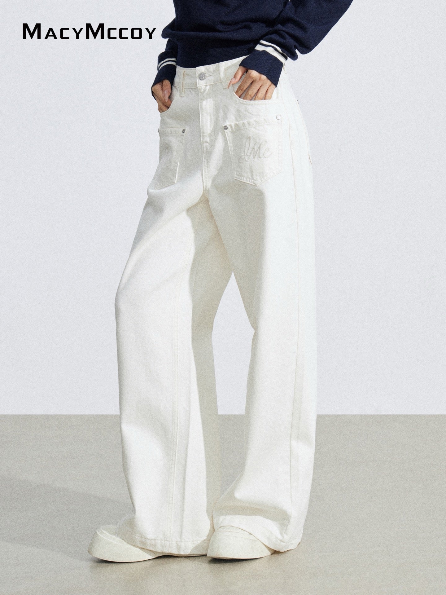 MacyMccoy MMC2026040 Embroidered denim loose pants