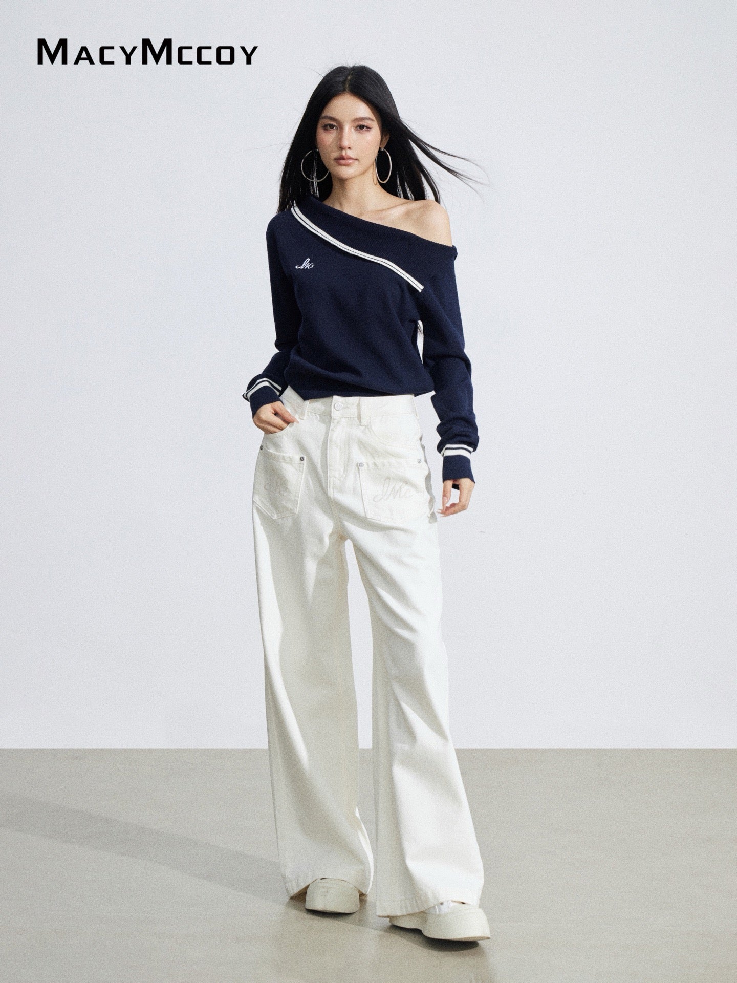 MacyMccoy MMC2026040 Embroidered denim loose pants