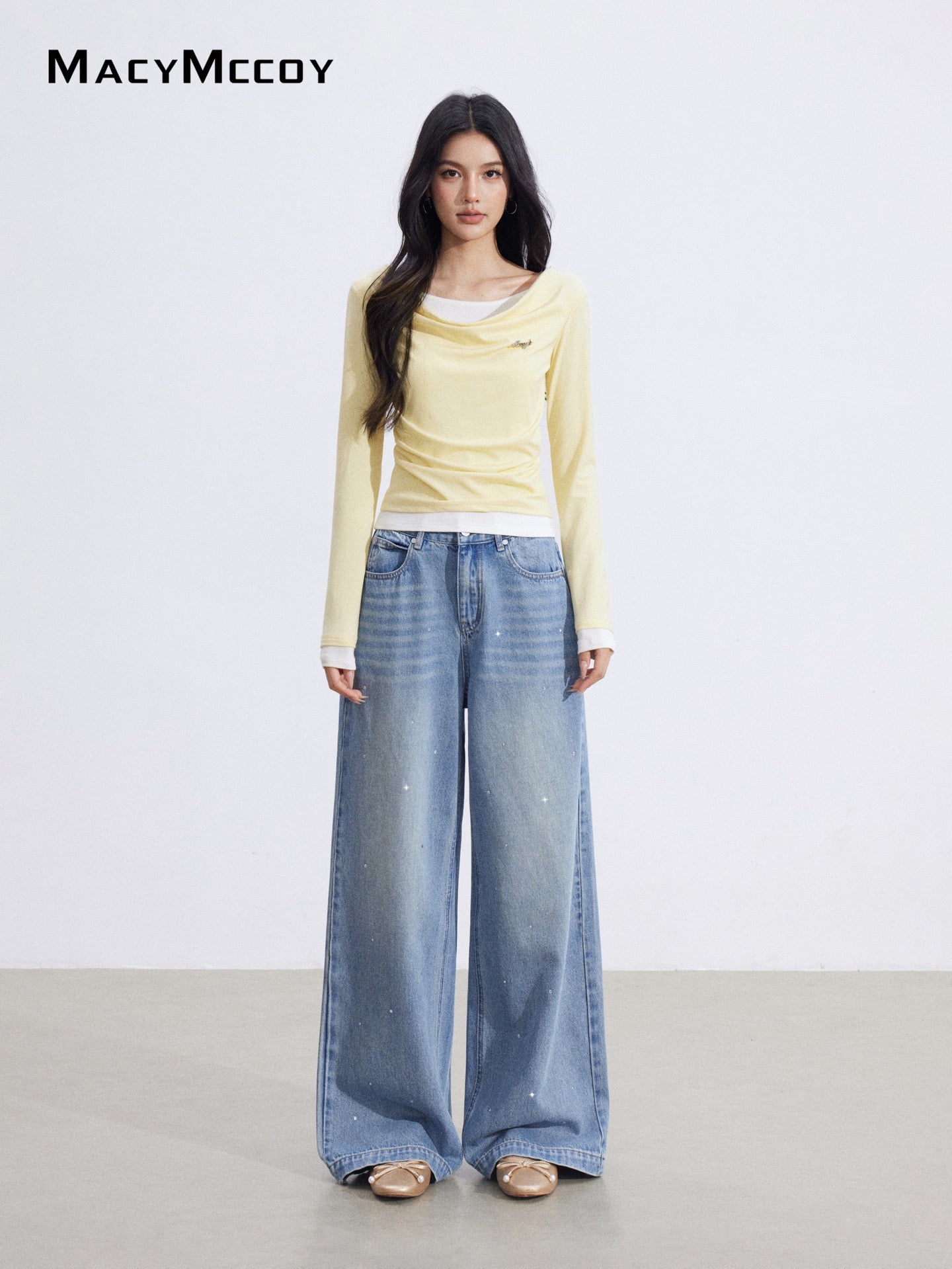 MacyMccoy MMC2026038 Fake two piece pleated tops