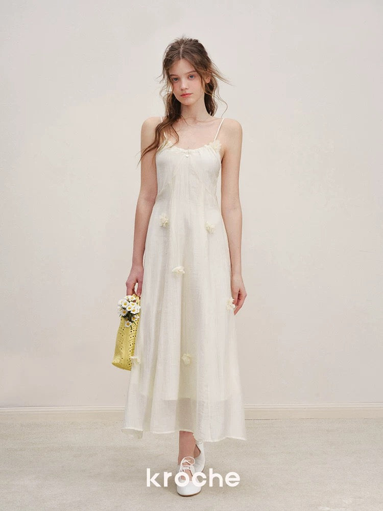 Kroche Vacation style flower suspender dress