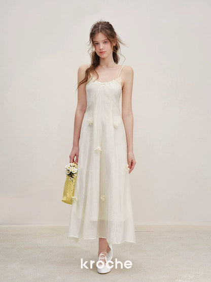 Kroche Vacation style flower suspender dress
