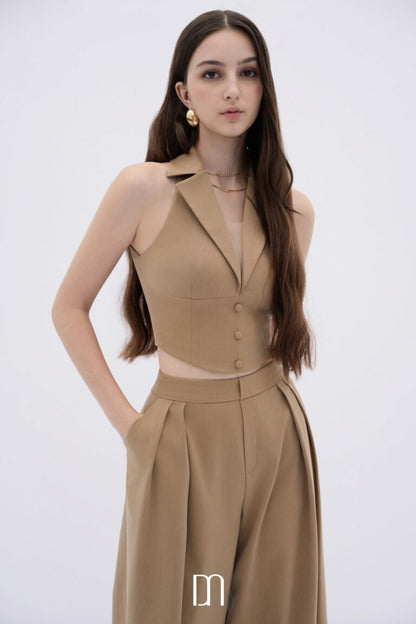 BYDENIO Nexa halter vest croptop &amp; Stella wide-leg pleated trousers
