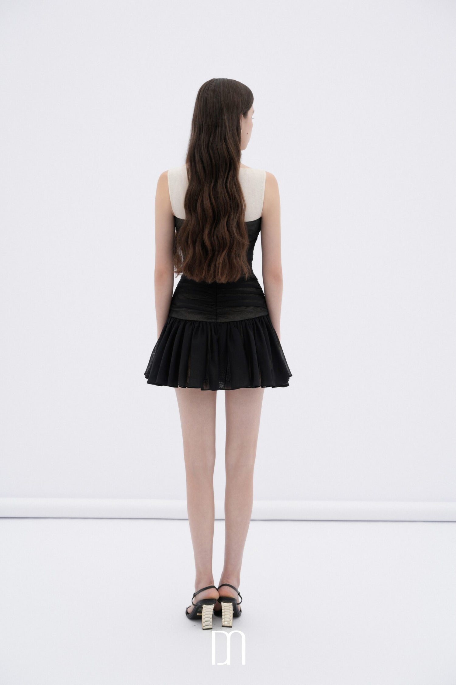 BYDENIO Faye ruched mini dress with sculptural buttons