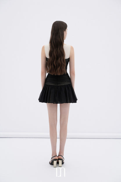 BYDENIO Faye ruched mini dress with sculptural buttons