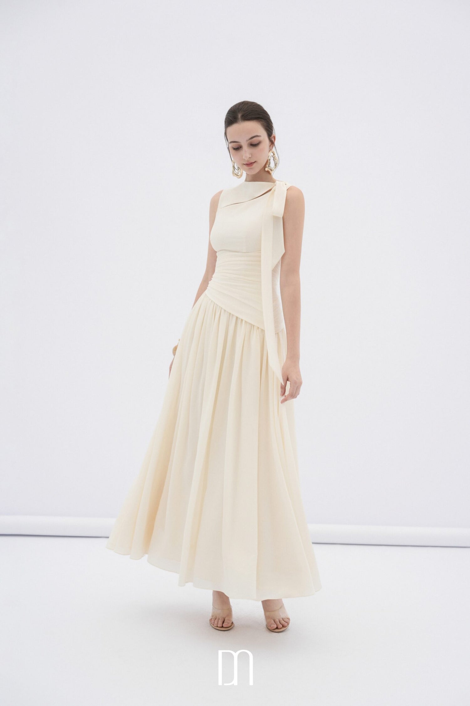 BYDENIO Ciel asymmetric cut-out neckline midi dress