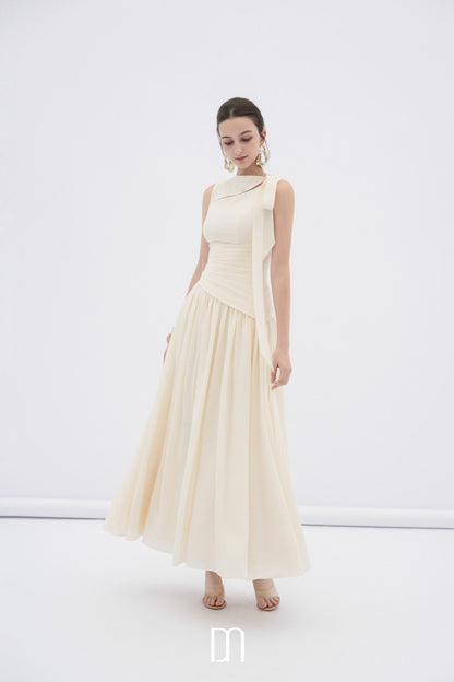 BYDENIO Ciel asymmetric cut-out neckline midi dress