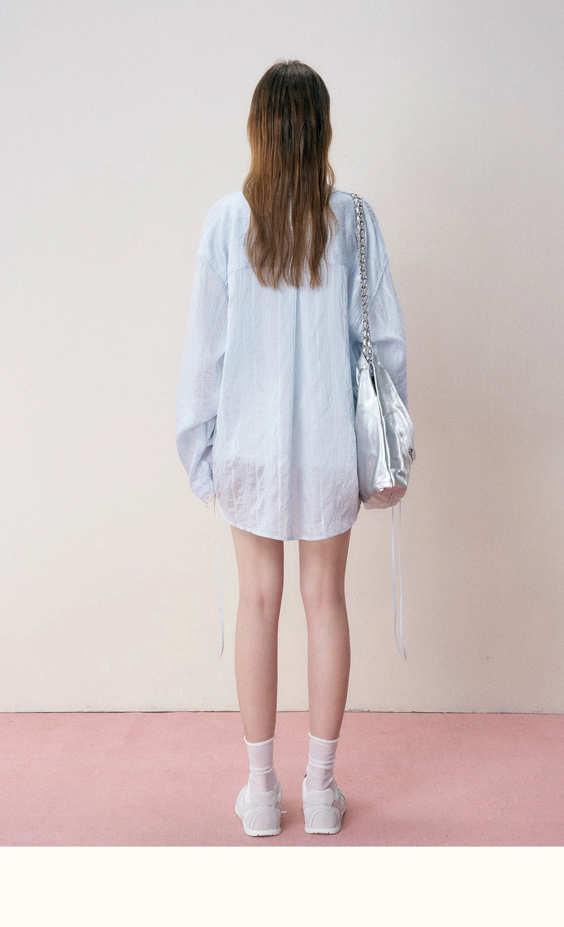 Kroche Lace patchwork ribbon striped shirt