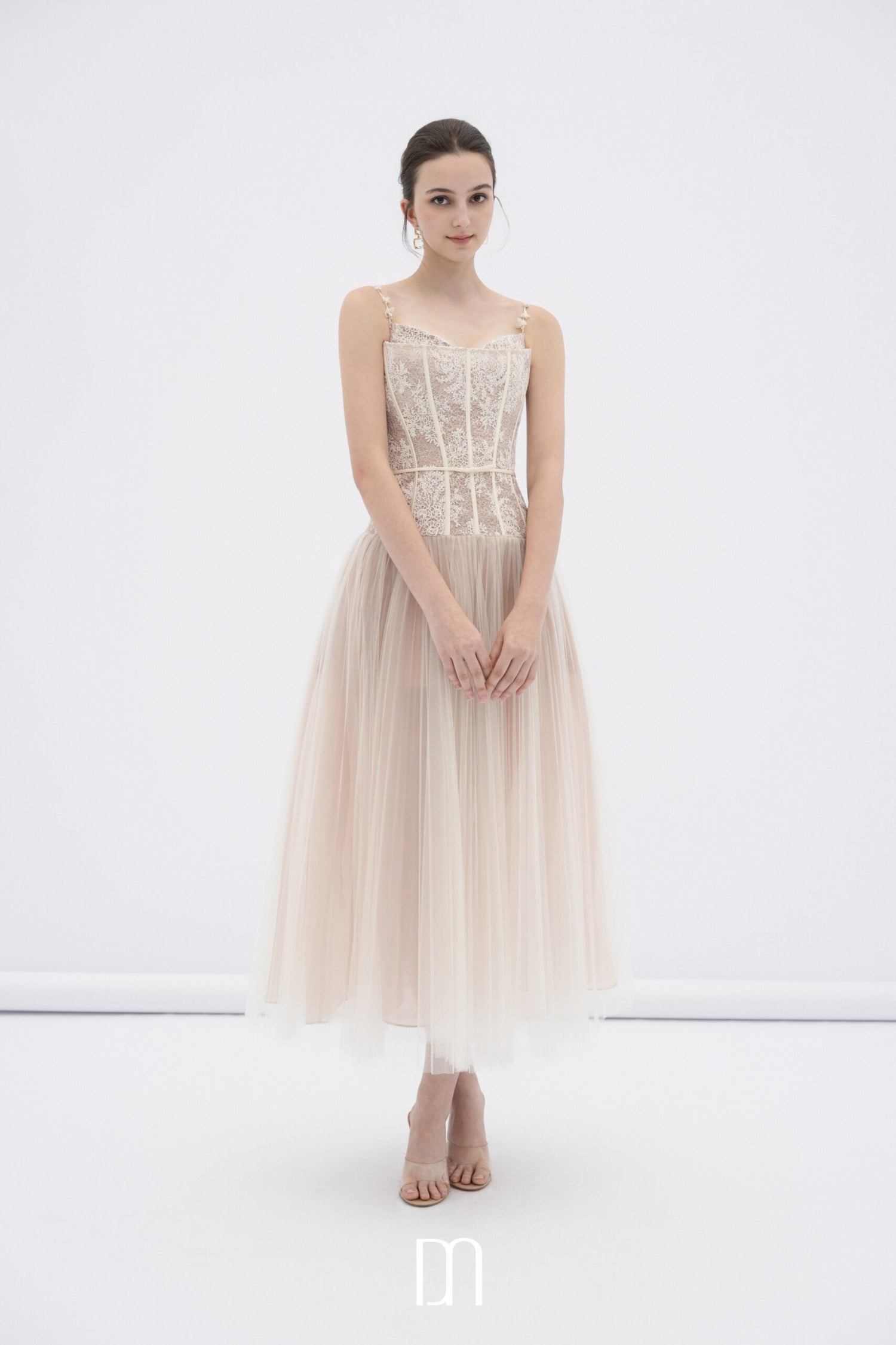 BYDENIO Alizea corset tulle midi dress