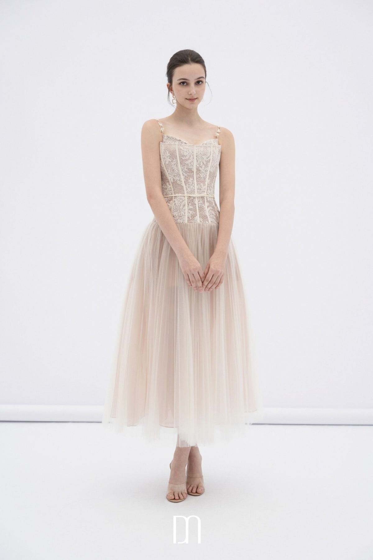 BYDENIO Alizea corset tulle midi dress