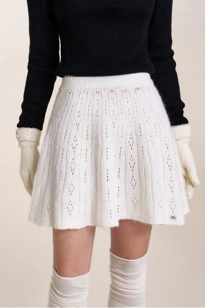 Kroche Texture layering knitted short skirt