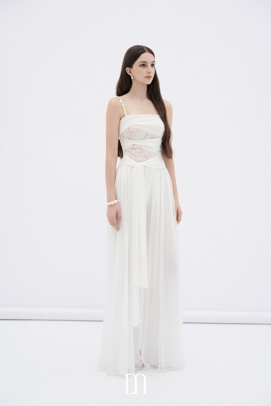 BYDENIO Ivy chiffon jumpsuit with floral shoulder straps