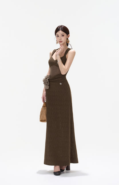 CYNR CY260425DLN Flower ribbon knitted suspender dress