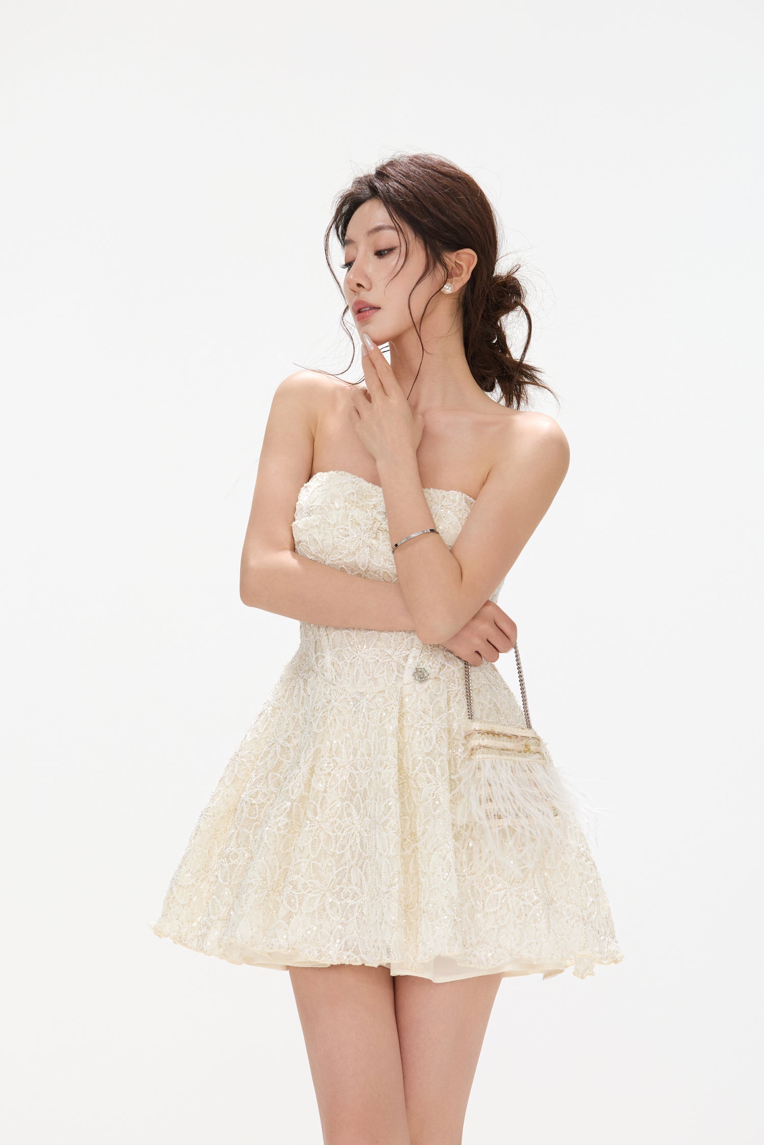 CYNR CY260434DSY Embroidered floral lace fluffy dress