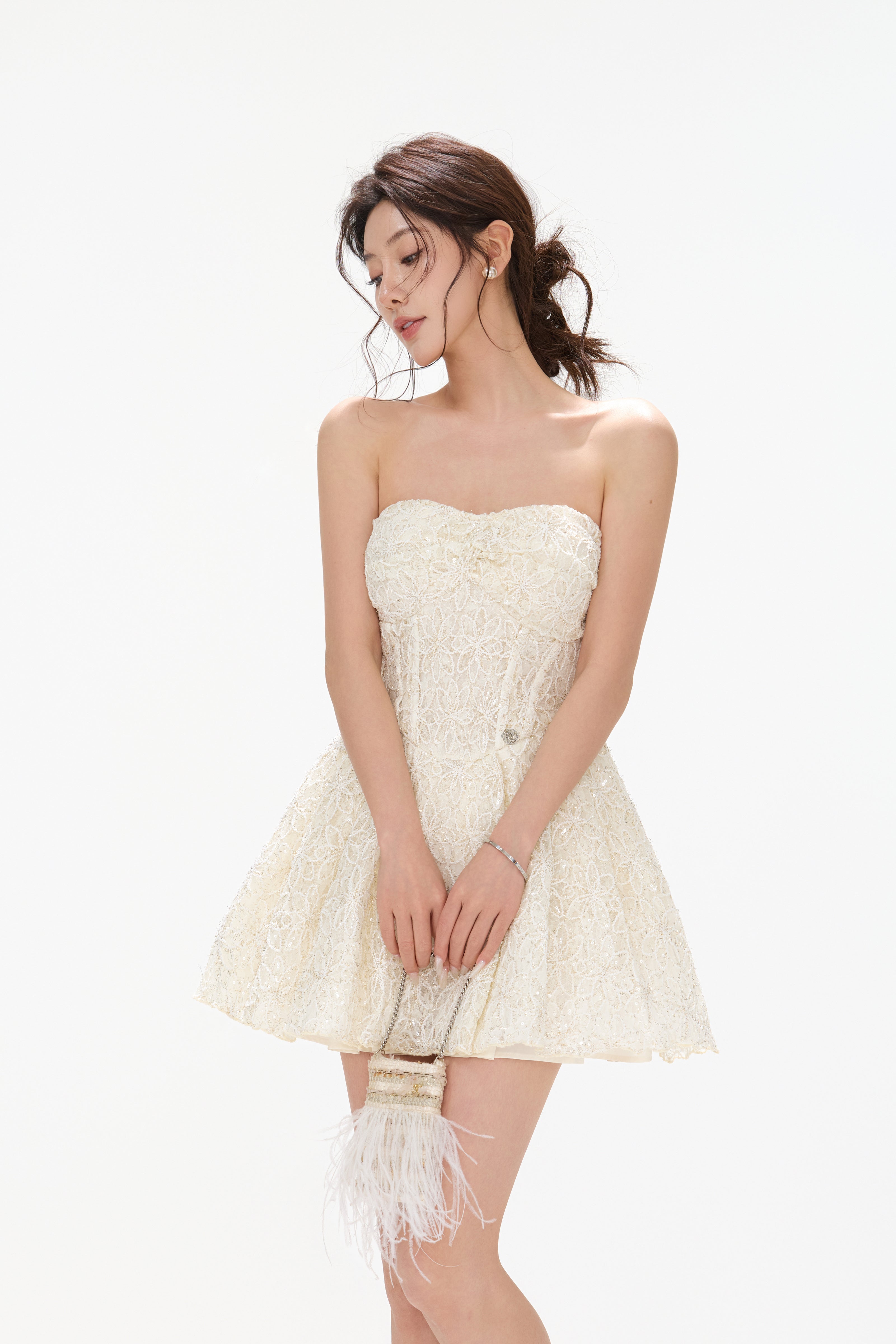 CYNR CY260434DSY Embroidered floral lace fluffy dress