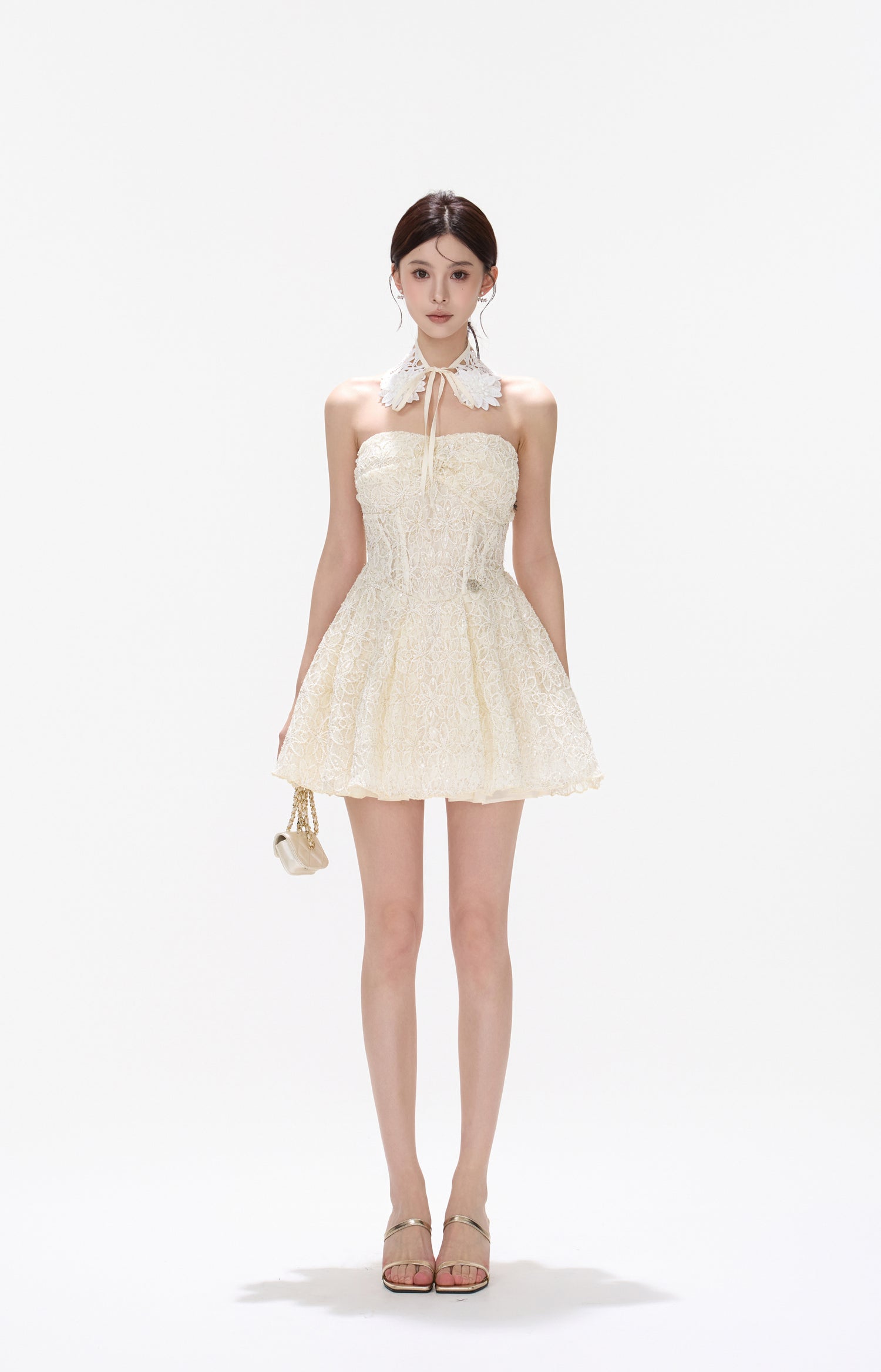 CYNR CY260434DSY Embroidered floral lace fluffy dress