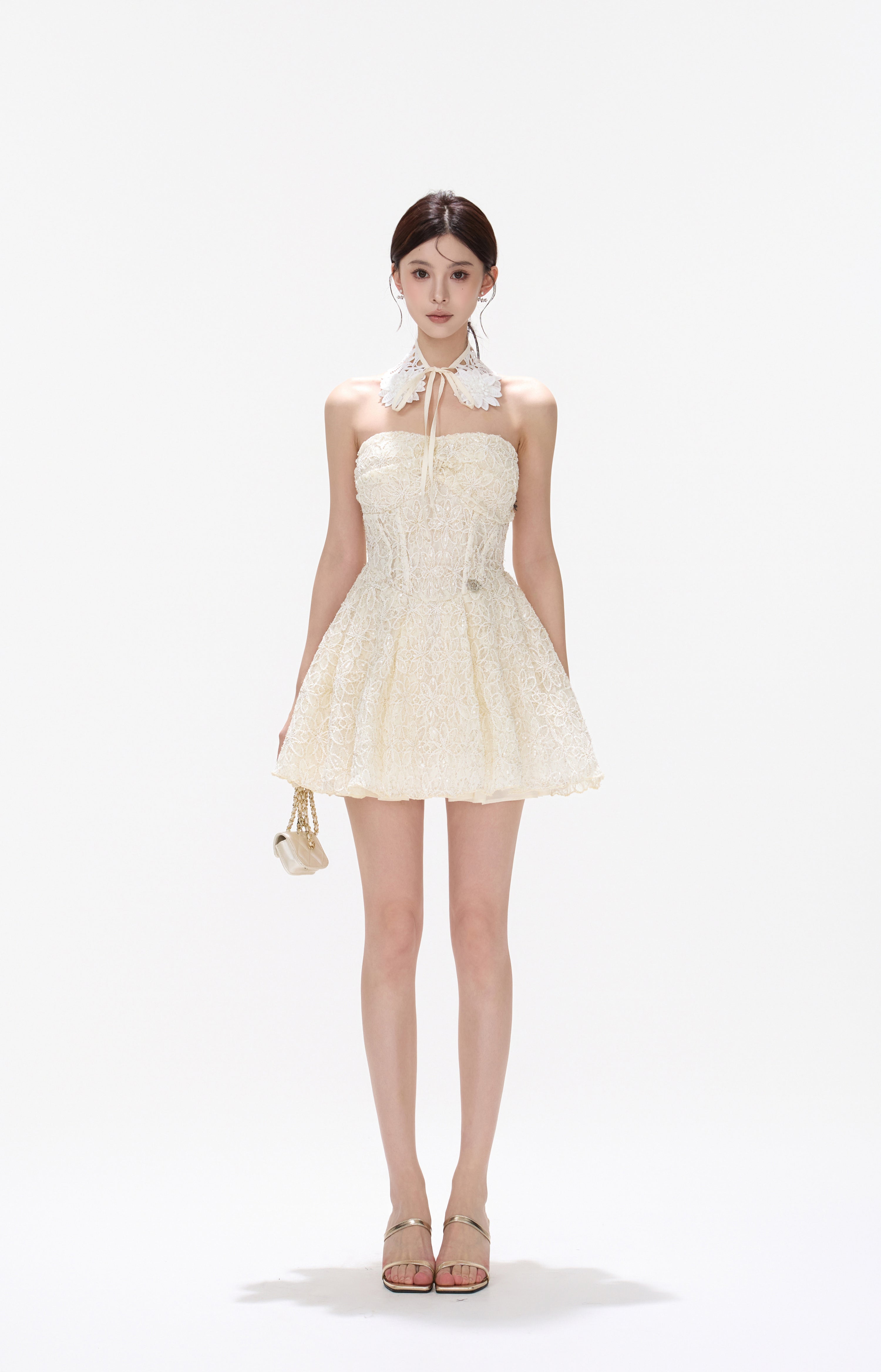 CYNR CY260434DSY Embroidered floral lace fluffy dress