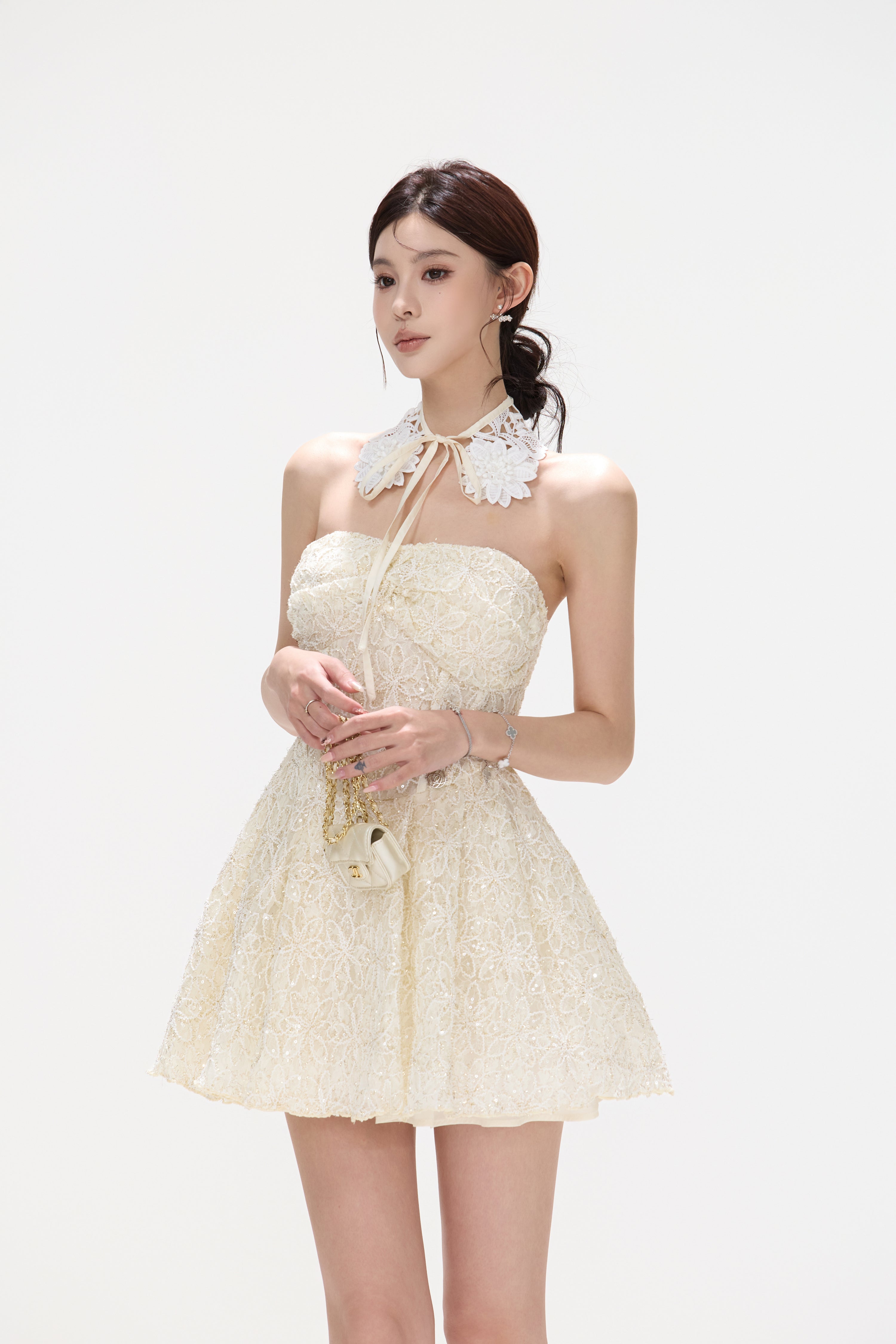 CYNR CY260434DSY Embroidered floral lace fluffy dress