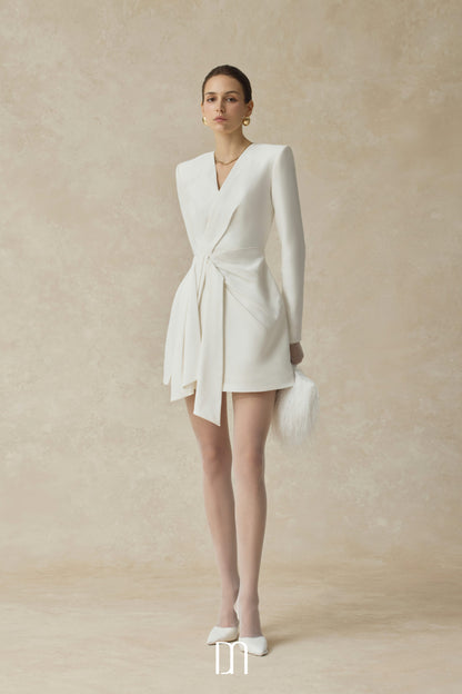 BYDENIO Sora Mini vest dress with draped bow detail