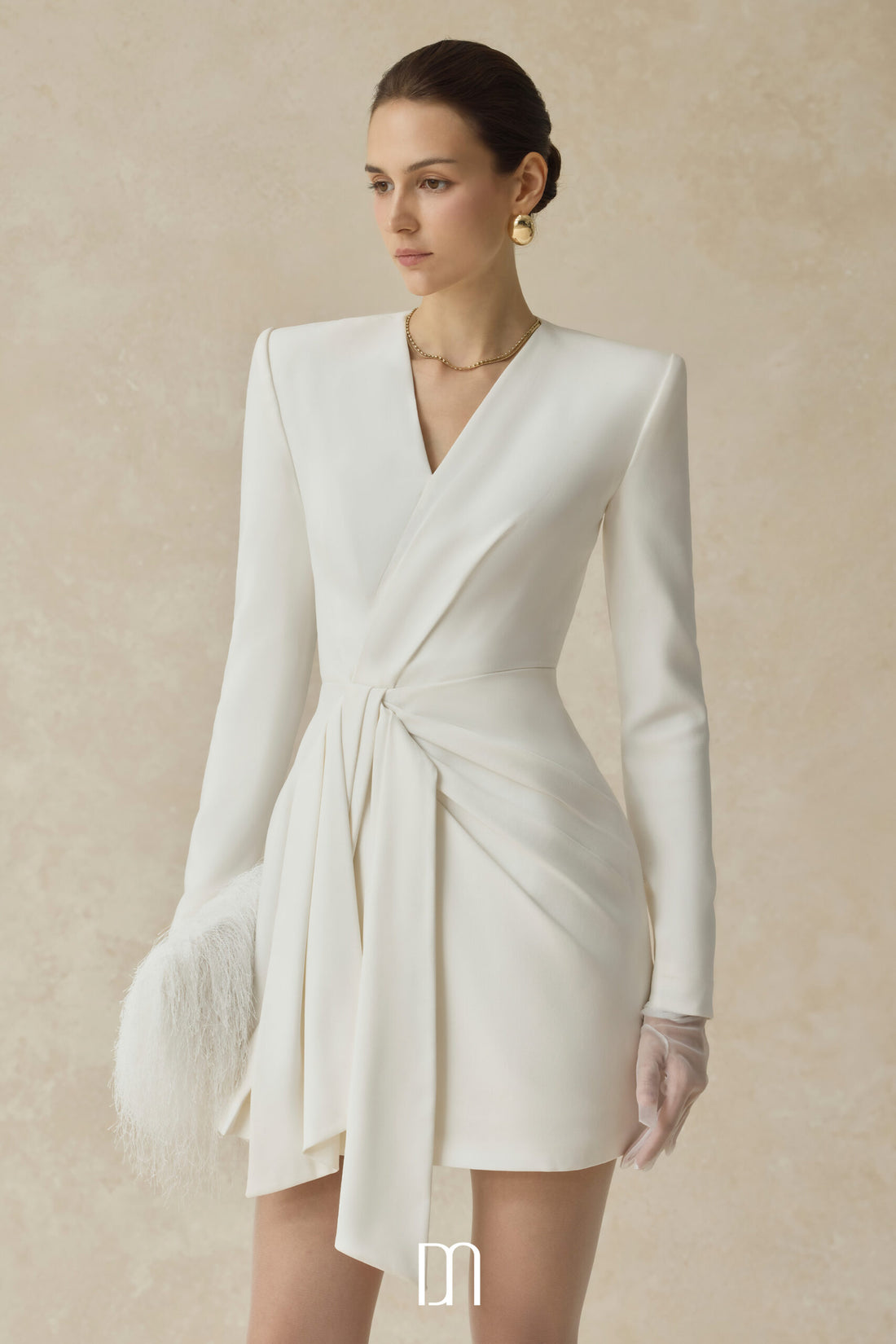 BYDENIO Sora Mini vest dress with draped bow detail